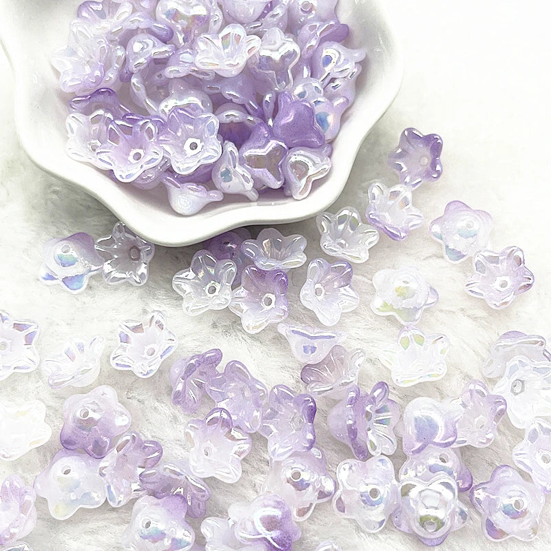 Gradient Bellflower Acrylic Bead Caps 50pc