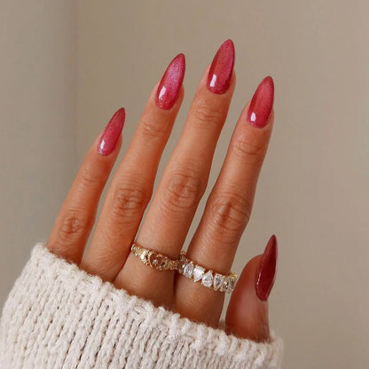 Wine Red Almond Press-On Nails