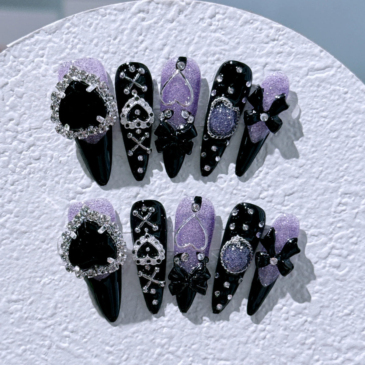 Blue Heart Stiletto Press-On Nails