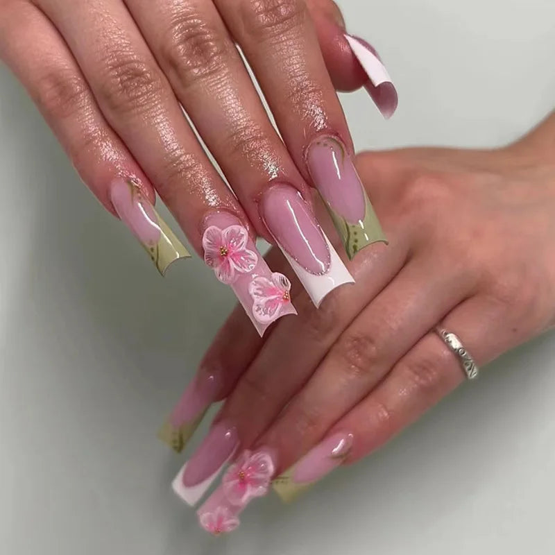 Leopard Cherry Rhinestone Press-On Nails