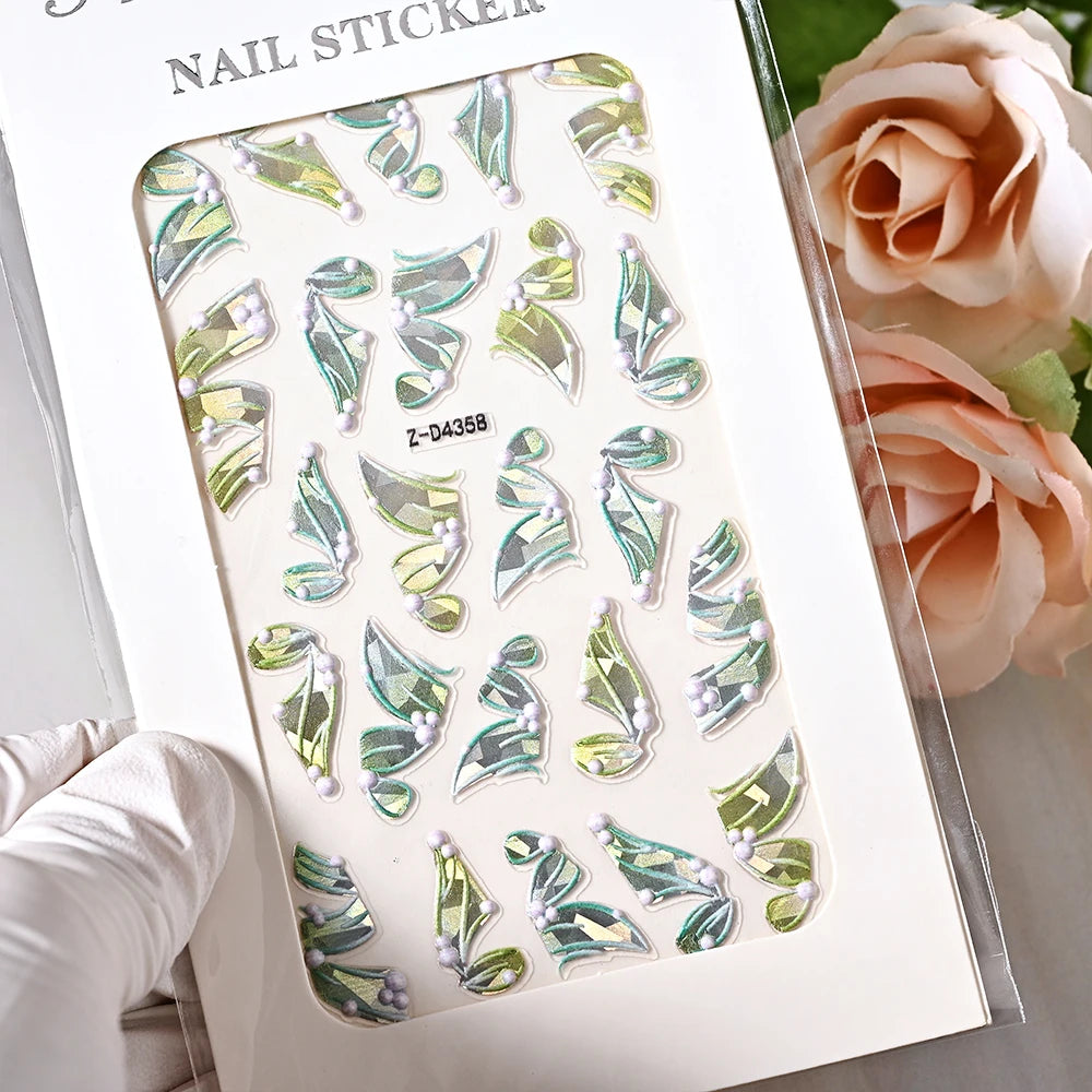 5D Sea Nail Art Stickers Embossed Self-Adhesive Ocean Beach Style Nail Slider Kawaii Starfish/Shell/Coral Reef Decor Nail Decals