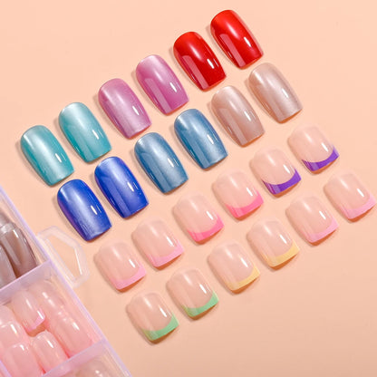 Red Blue Cat Eye Coffin Nails 288pc