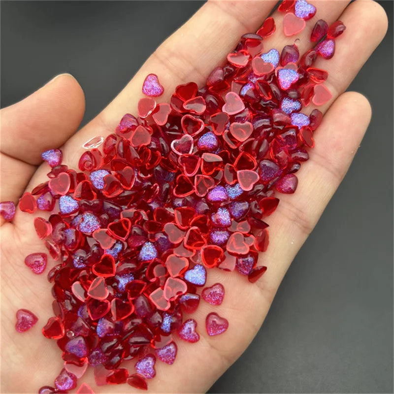 Kawaii Resin Heart Nail Charms 50pc