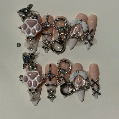 Blue Heart Stiletto Press-On Nails