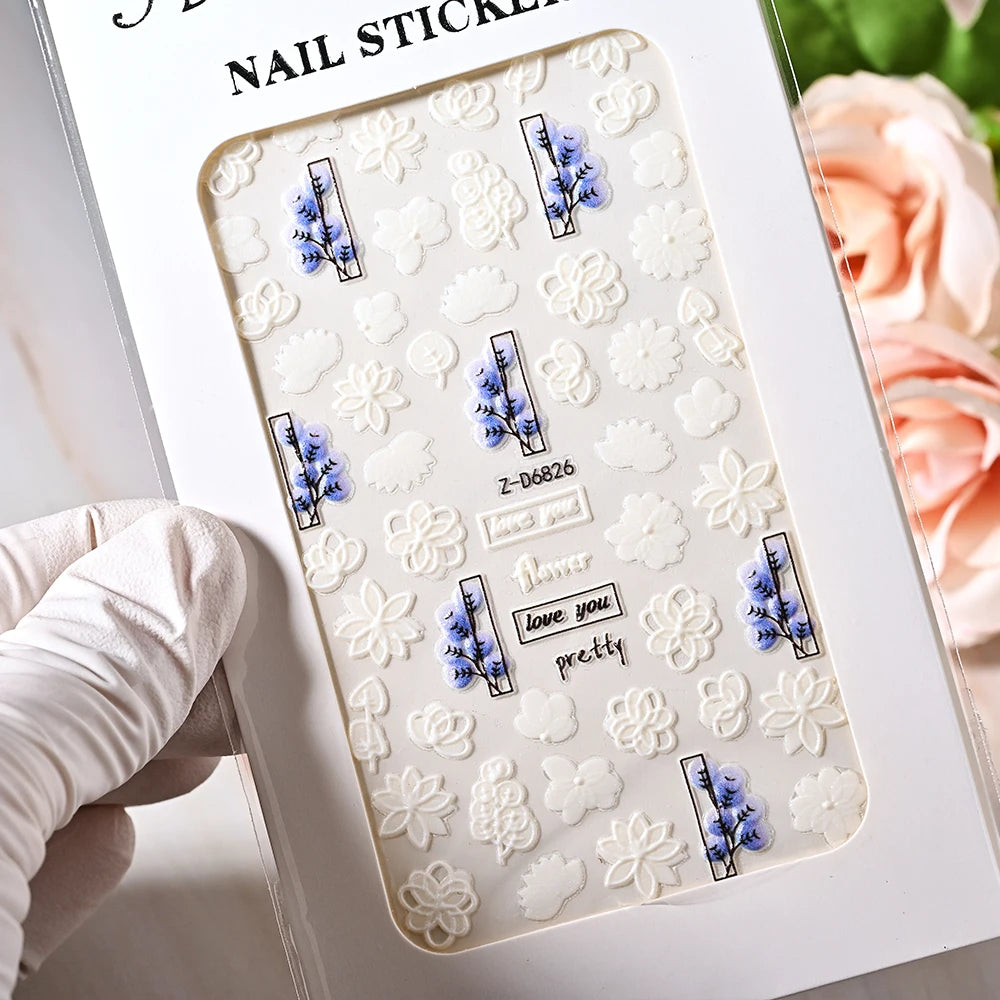 5D Sea Nail Art Stickers Embossed Self-Adhesive Ocean Beach Style Nail Slider Kawaii Starfish/Shell/Coral Reef Decor Nail Decals