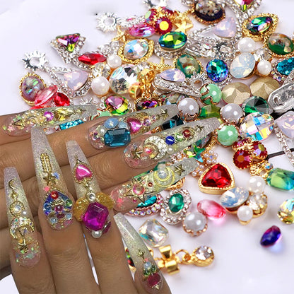Mixed Crystal Rhinestone Nail Charms 50pc