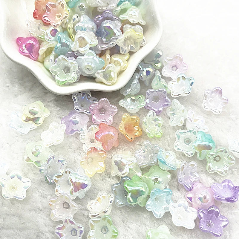 Gradient Bellflower Acrylic Bead Caps 50pc