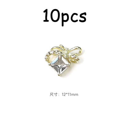 30/20/10PC Pink Ribbon Resin Bow Parts Nail Charms Mix-Style Bow Rhinestone Jewelry 8-12mm Y2K Accessory for DIY Manicure Decora