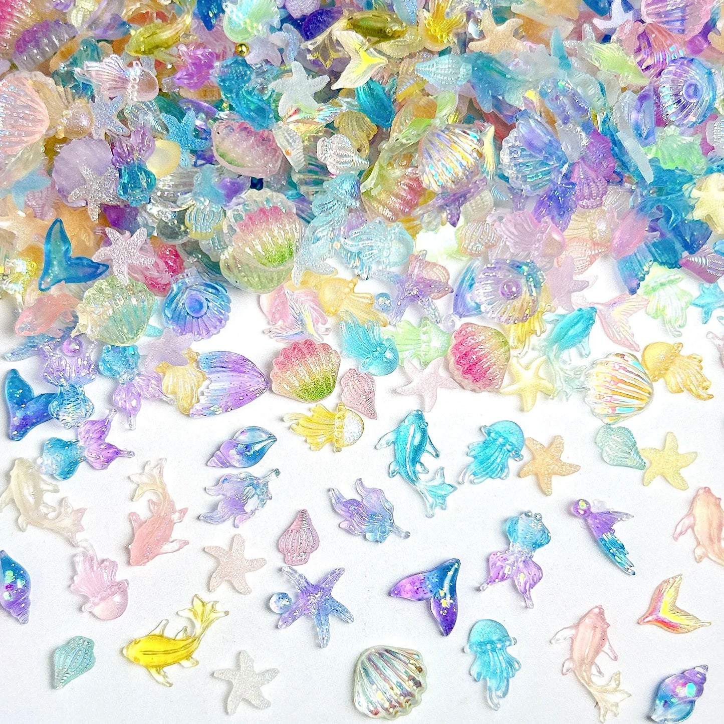 Conch Shell Jellyfish Ocean Nail Charms 50pc