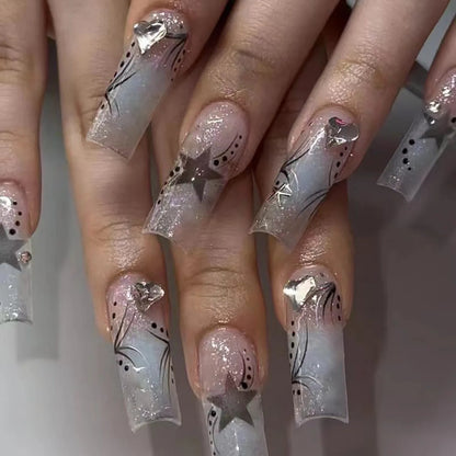 Leopard Cherry Rhinestone Press-On Nails
