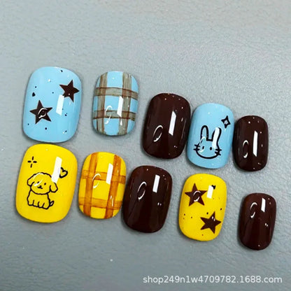 Cute Cartoon Bean Press-On Nails 30pc