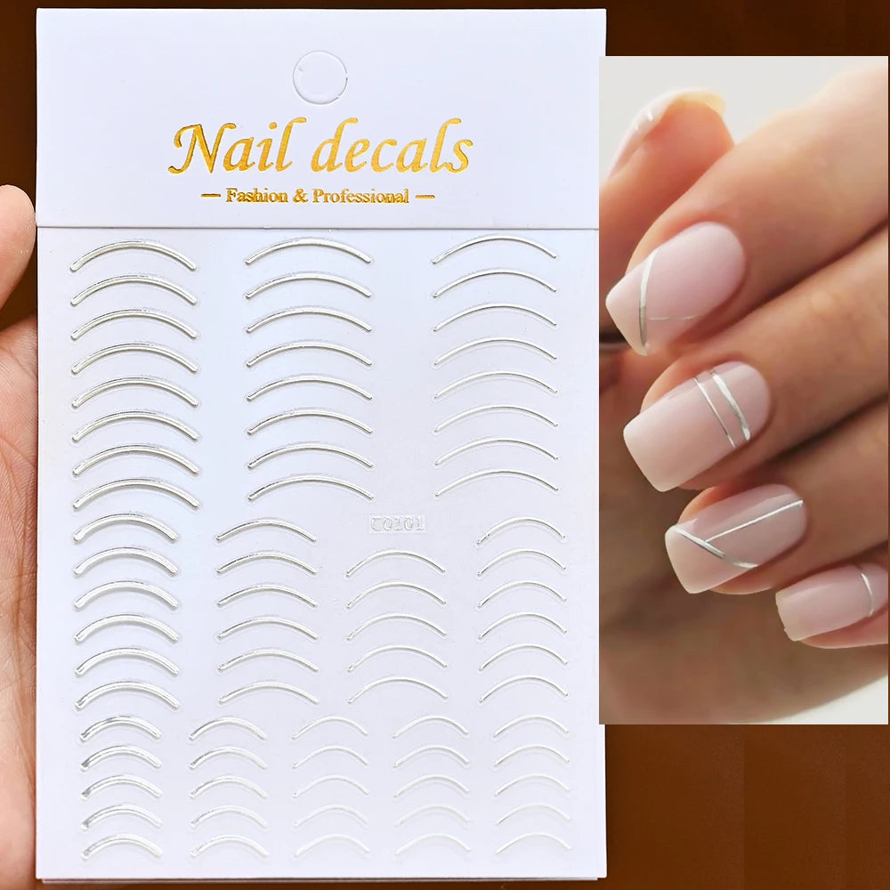 3D French Nail Stickers 1pcs French Romance Fashion Nail Accessories Metal Line Nail Stickers Nail Art Stickers Nail Stickers