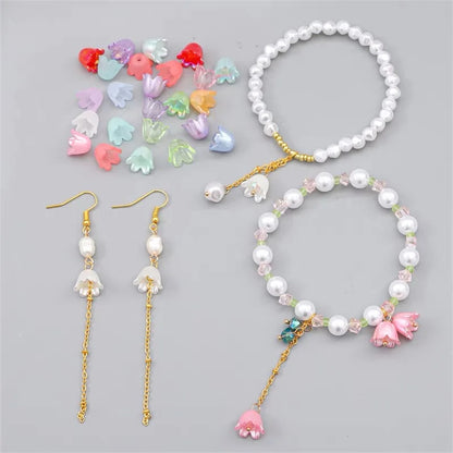 Gradient Bellflower Acrylic Bead Caps 50pc