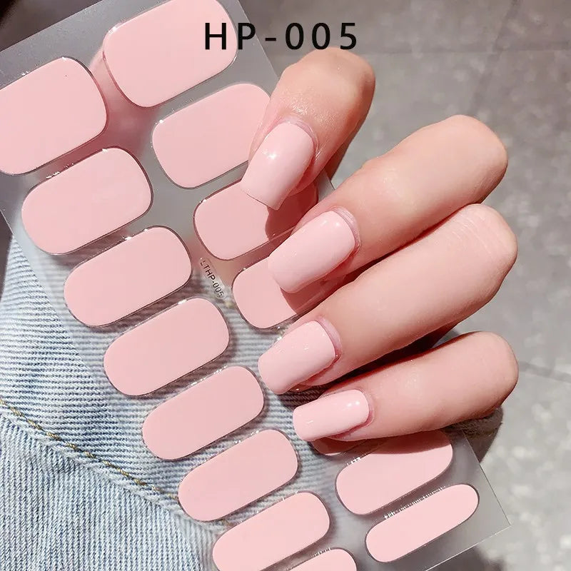 Semi Cured Wraps Fast Gel Nail Sticker Soild Nail Gel Wraps Adhesive Full Cover Gel Nail Decal UV Lamp Cured Manicure Decoration