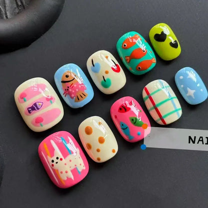 Cartoon Bean Nails Fall Winter 30pc