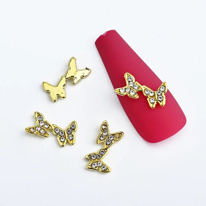 Pink Butterfly Zircon Nail Charms 10pc