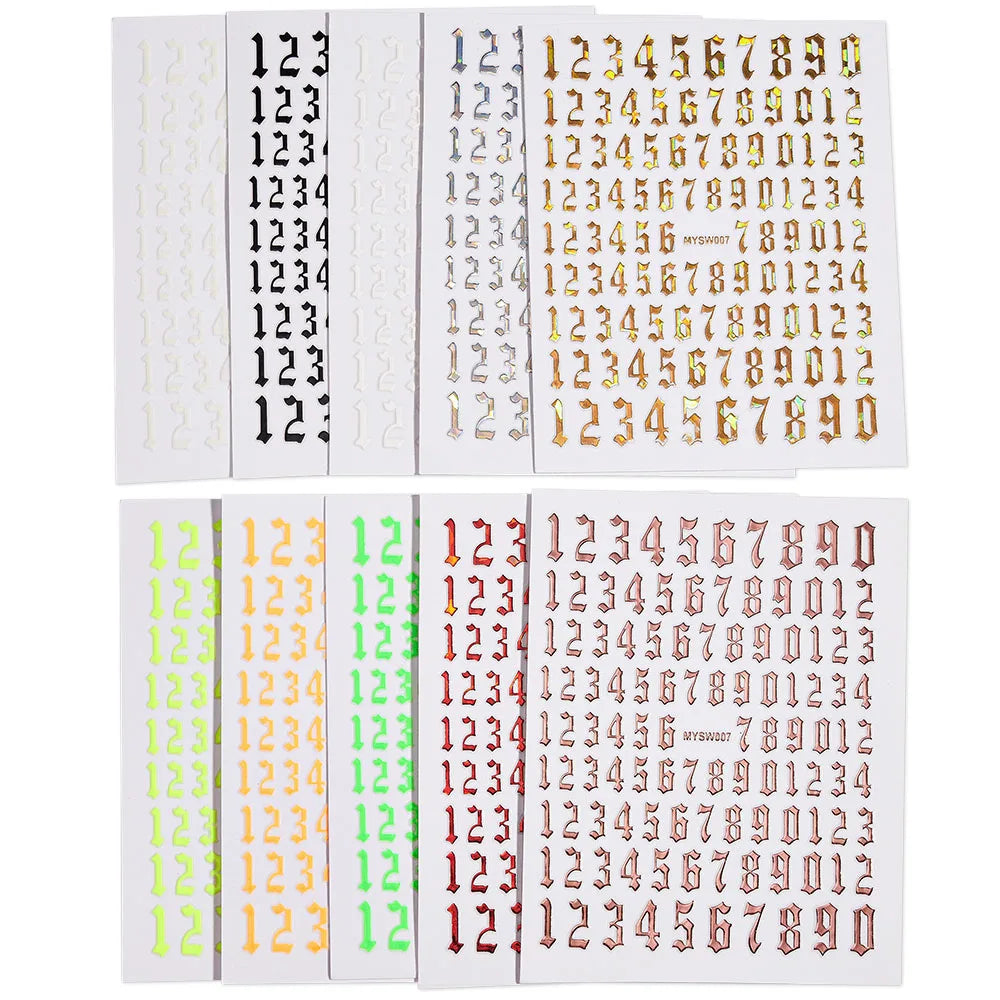 1 Sheet Arab Numbers Nail Art Sticker 3D Laser Self-Adhesive Manicure Decals Tips 8*10cm DIY Arabic Numerals Nail Decoration Par