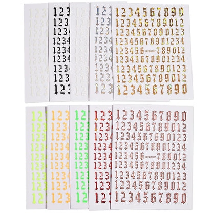 1 Sheet Arab Numbers Nail Art Sticker 3D Laser Self-Adhesive Manicure Decals Tips 8*10cm DIY Arabic Numerals Nail Decoration Par