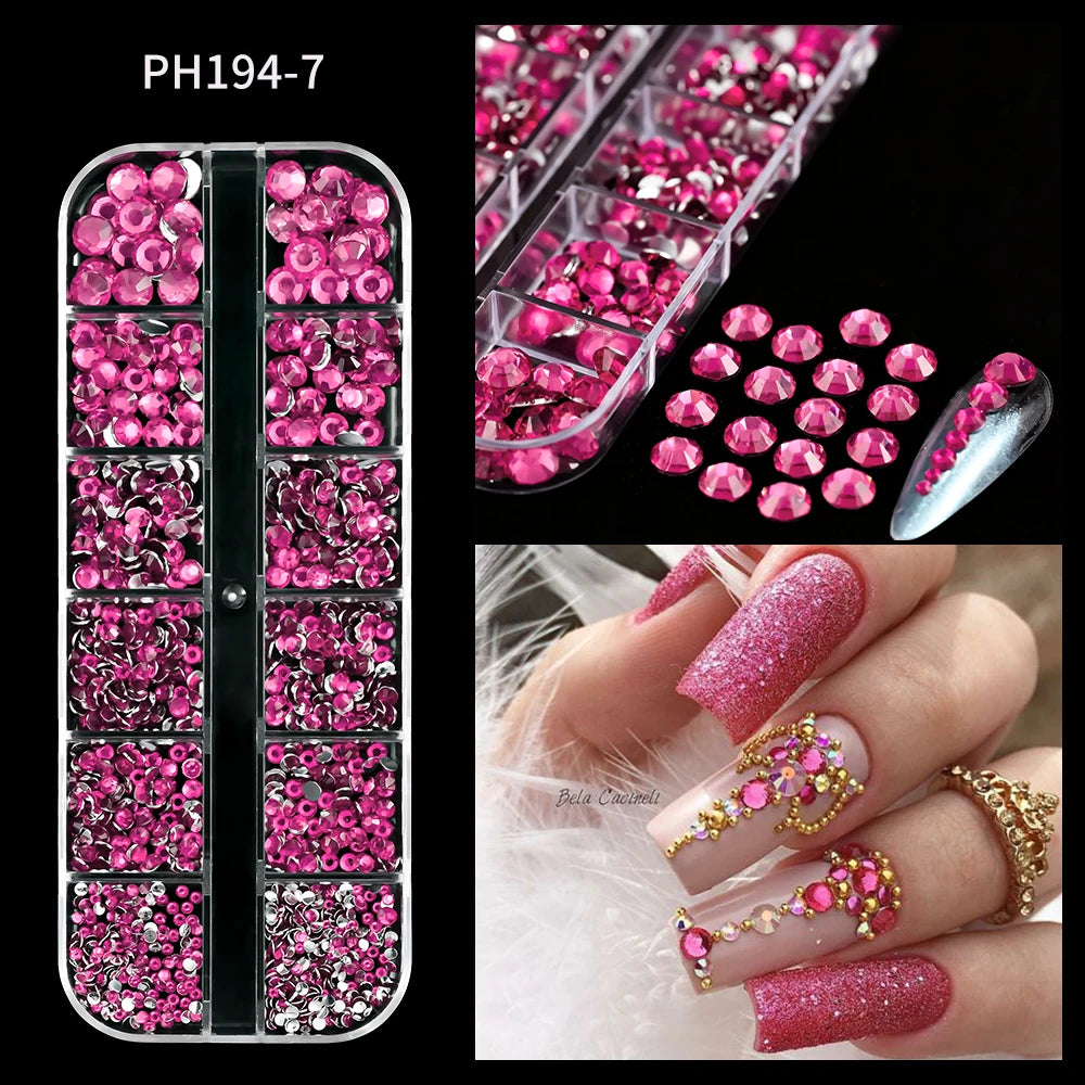Crystal AB Rhinestone Nail Art Kit 12 Grid
