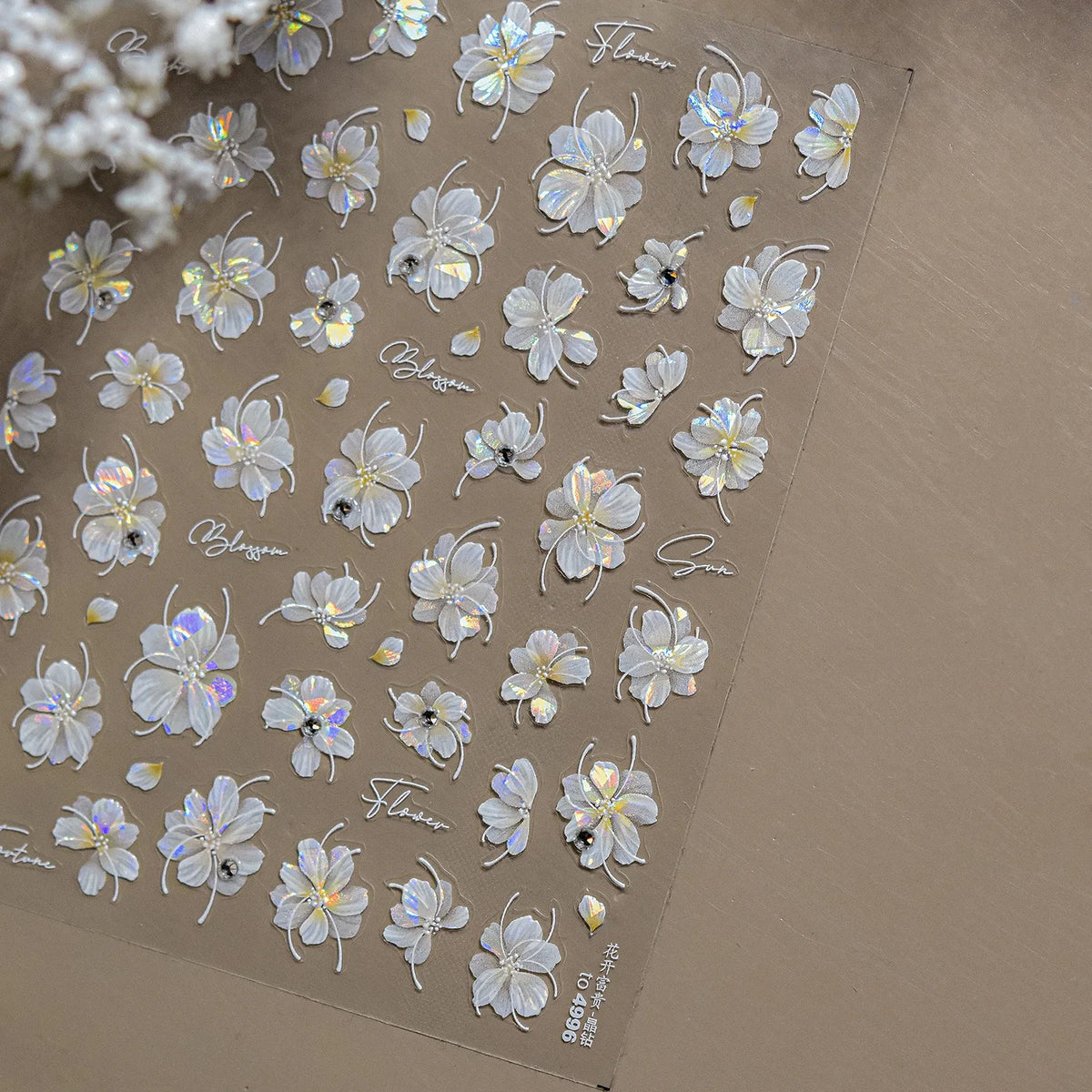 Colorful Floral Nail Art Sticker Summer Garden Motifs Juicy Flower Petals Dimensional Botanical Patterns Adhesive Manicure Decal