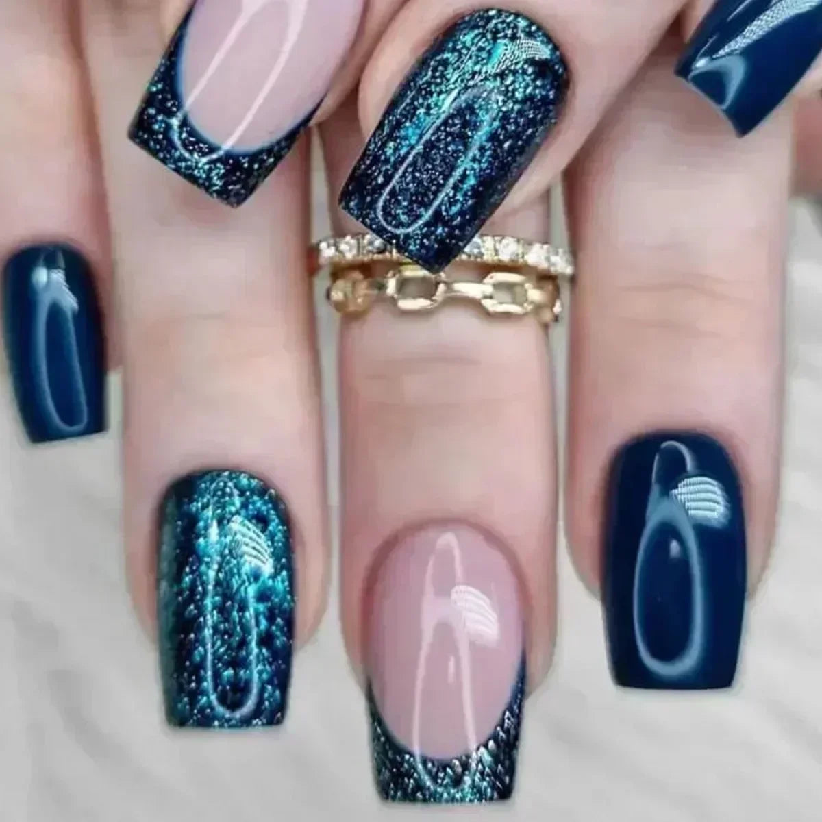 Glitter White French Press-On Nails