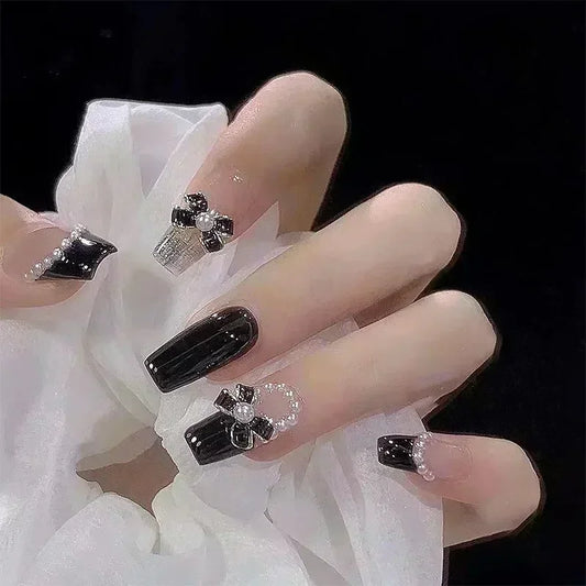 Black Bow Ballerina Press-On Nails