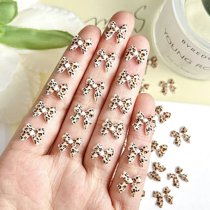 Leopard Print Bow Nail Charms 50pc