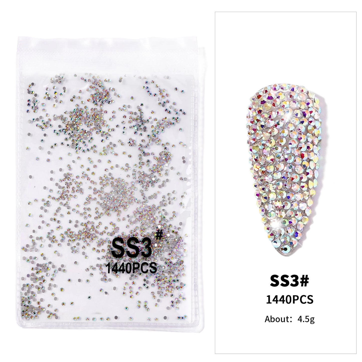 Crystal AB Rhinestone Nail Art Kit 12 Grid