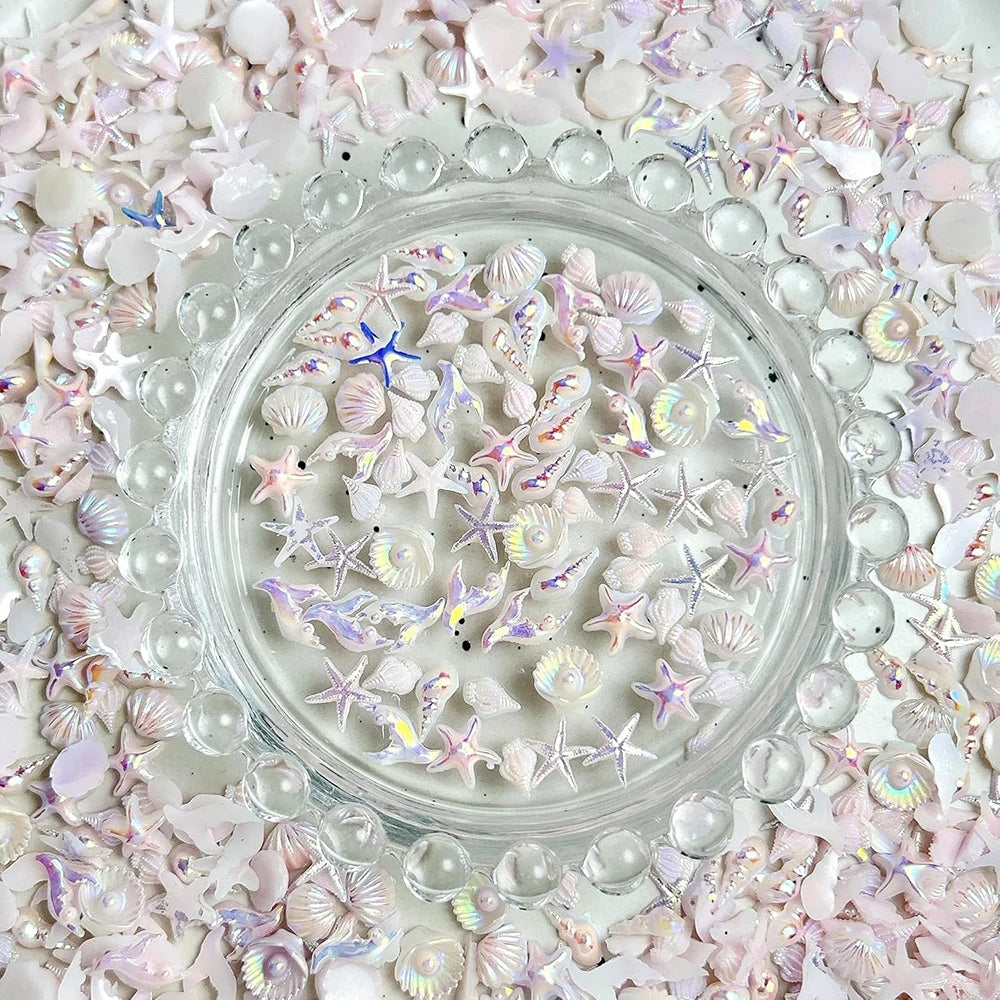 Ocean Theme Shell Starfish Nail Gems 50pc