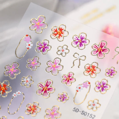 1Bag Daisy flower Nail Stickers Kawaii Spring Flowers Butterfly Design Nails Decals DIY fashion manicure decorations sliders