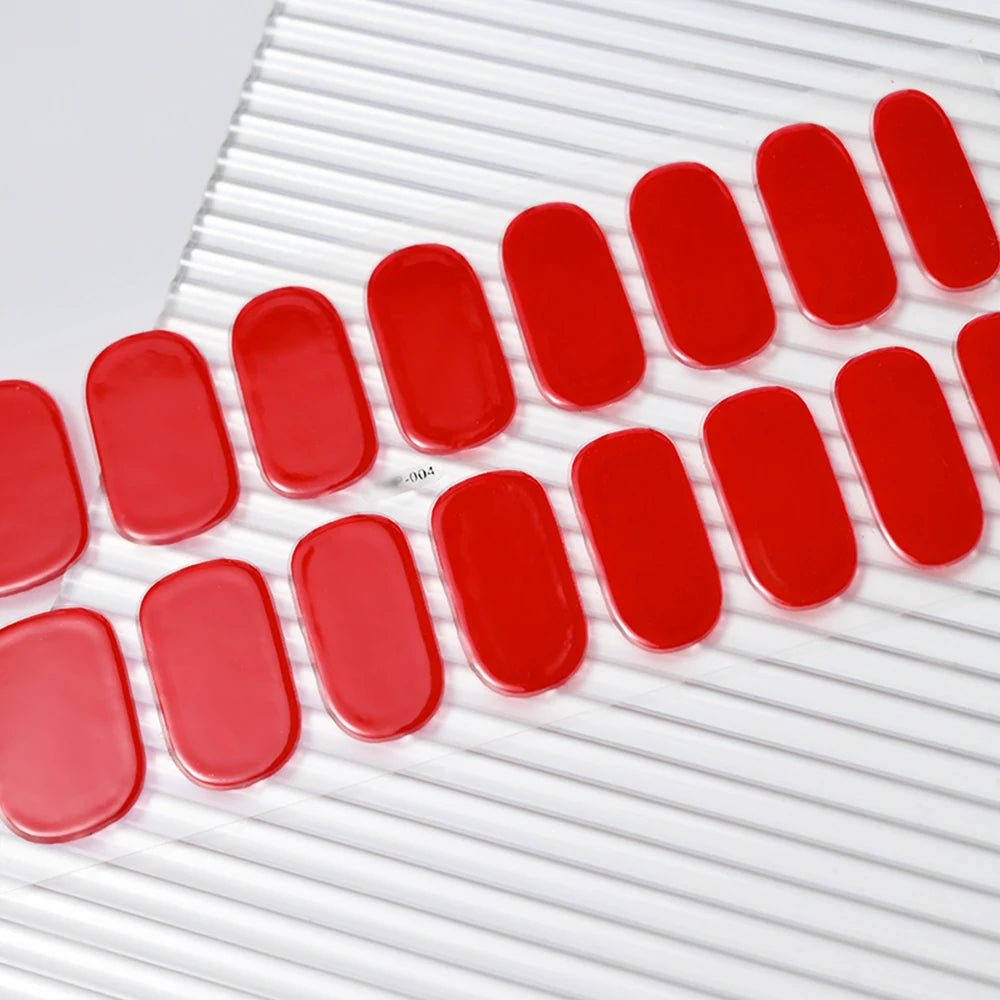 16Tips Semi-cured Gel Nail Stickers Red/Wine Red Nails Gel slider UV lamp Cured Extended Nails DIY Women Nails Decal Decor Gifts