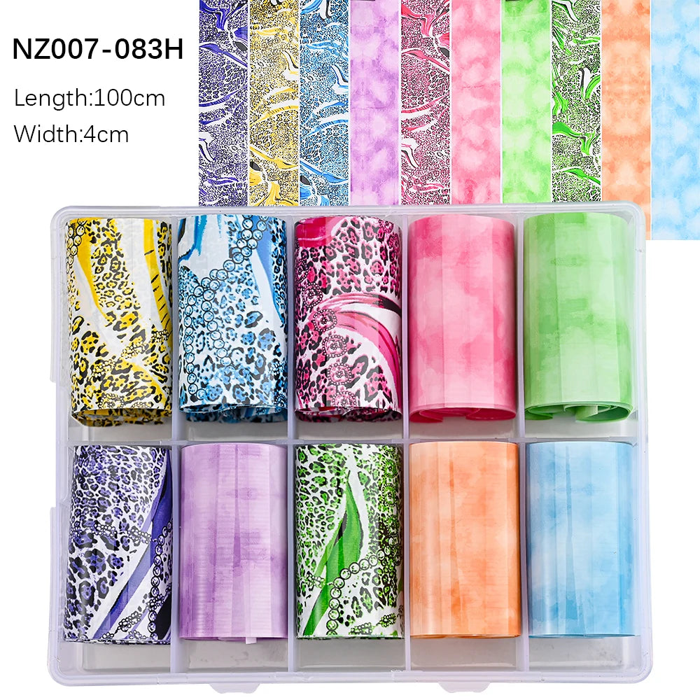 10Roll/Box Rose Flowers Designs Transfer Foil Sky Decals Transfer Foil Nails Sliders Holographic Flower Stickers Manicure Decor*