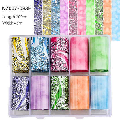 10Roll/Box Rose Flowers Designs Transfer Foil Sky Decals Transfer Foil Nails Sliders Holographic Flower Stickers Manicure Decor*