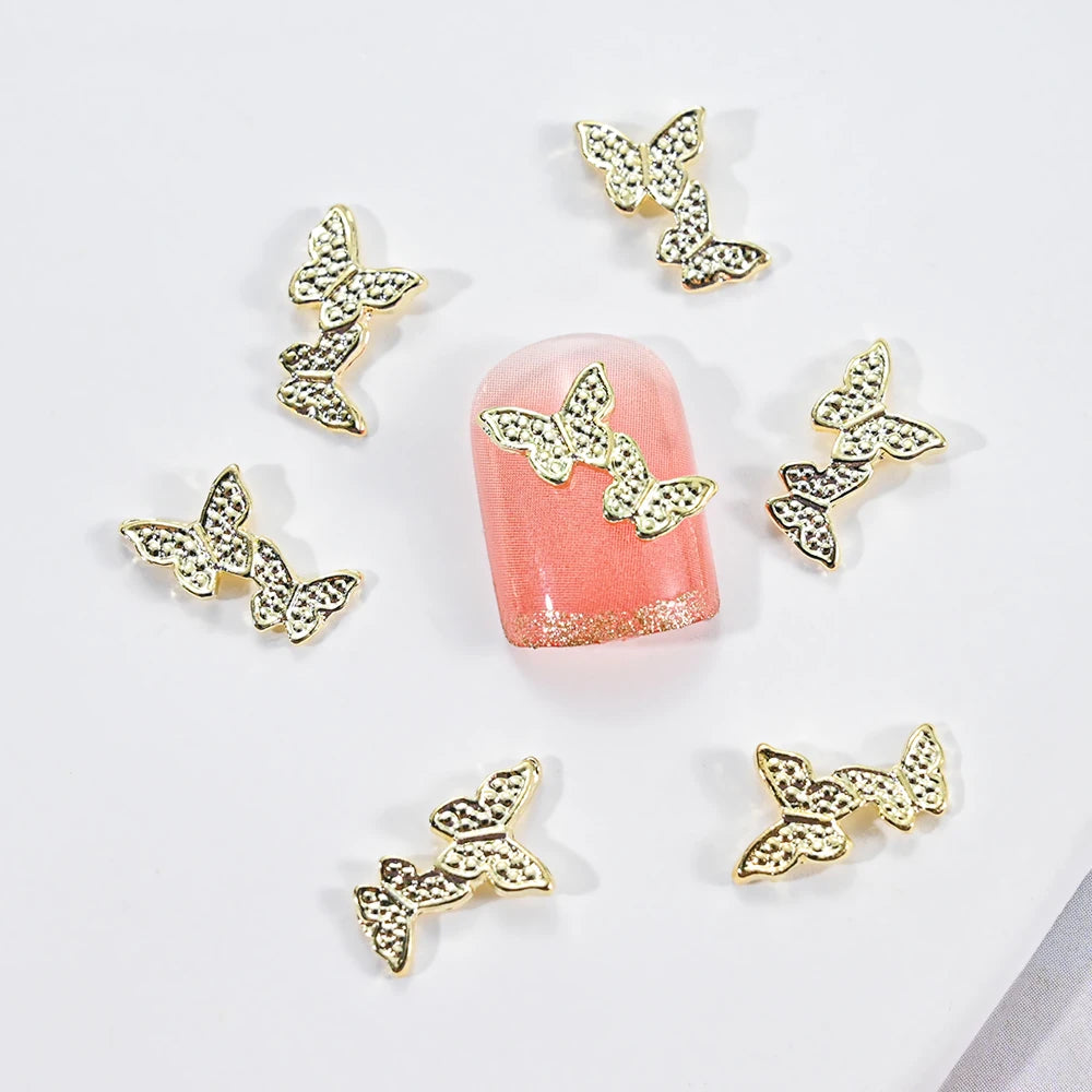 Pink Butterfly Zircon Nail Charms 10pc