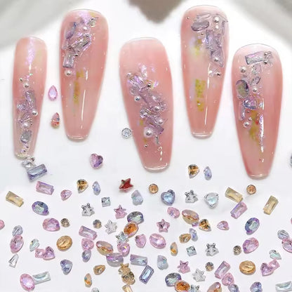 Mixed Shape Zircon Nail Rhinestones 50pc