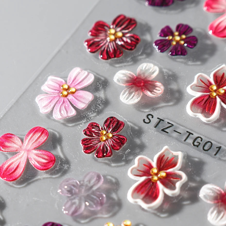 Spring Floral Jelly Nail Art Stickers