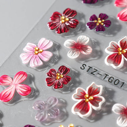 Spring Floral Jelly Nail Art Stickers