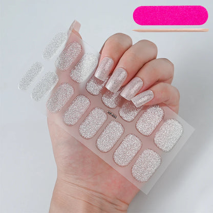 Semi Cured Wraps Fast Gel Nail Sticker Soild Nail Gel Wraps Adhesive Full Cover Gel Nail Decal UV Lamp Cured Manicure Decoration