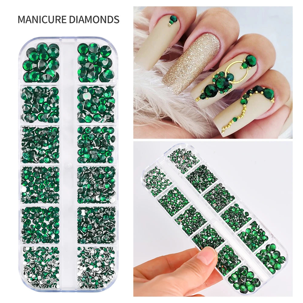 Crystal AB Rhinestone Nail Art Kit 12 Grid