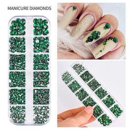 Crystal AB Rhinestone Nail Art Kit 12 Grid