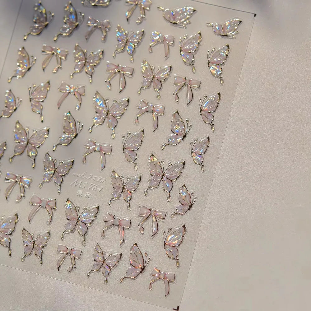 5D Butterfly Aurora Nail Stickers
