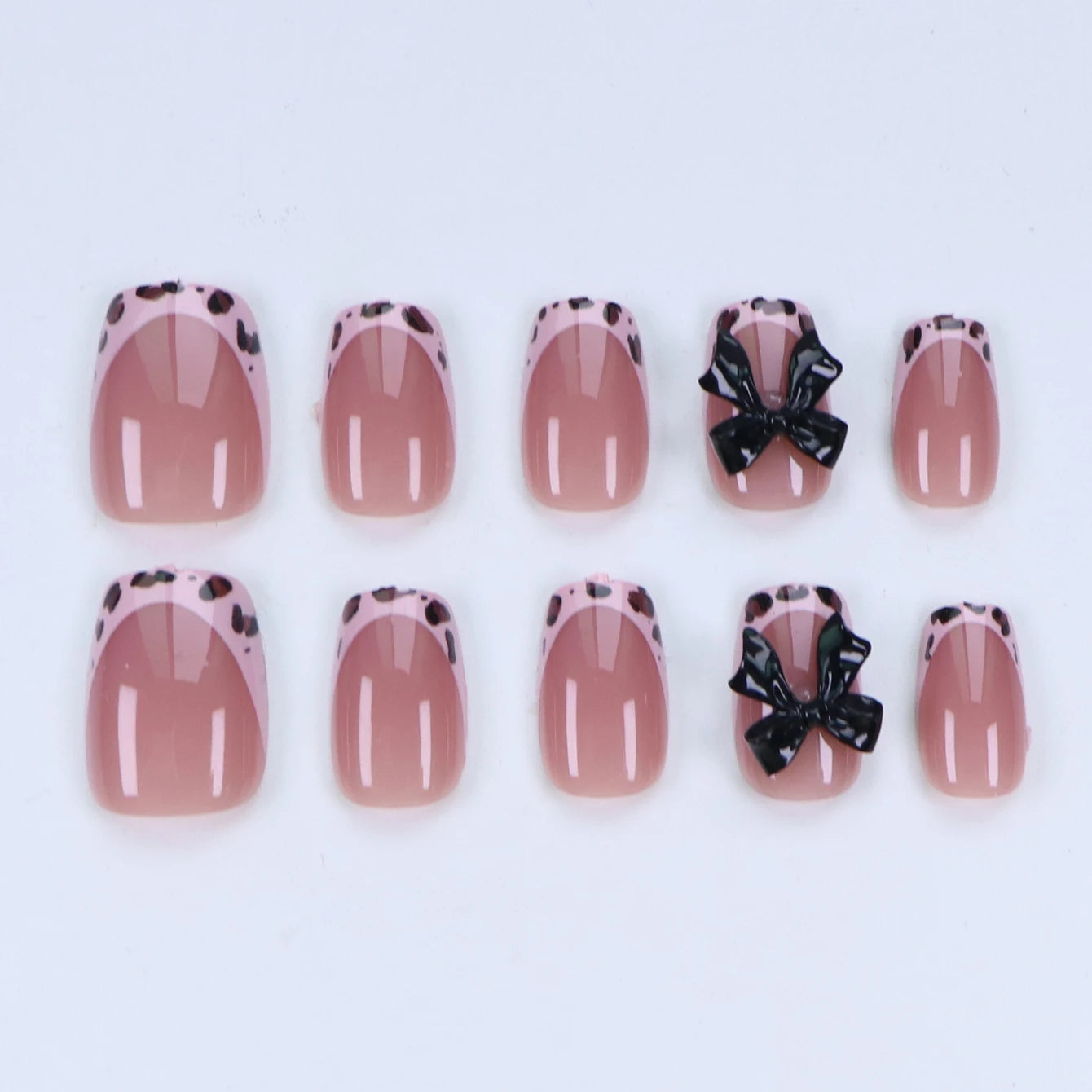 Black Bowknot Short Press-On Nails