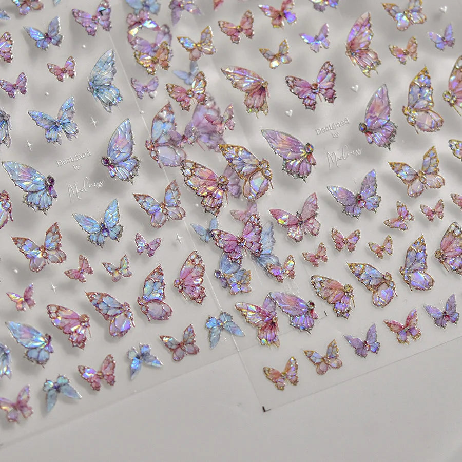 5D Butterfly Aurora Nail Stickers