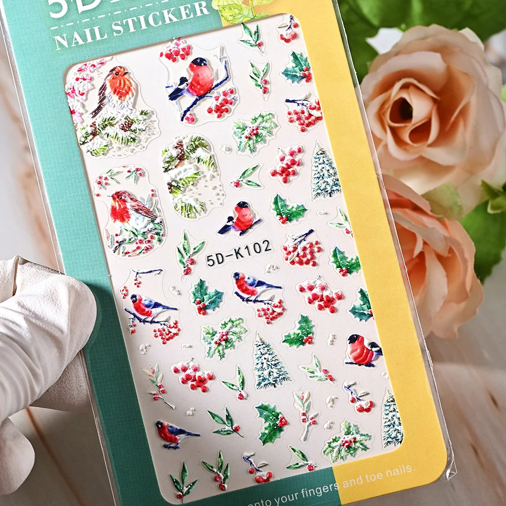 5D Sea Nail Art Stickers Embossed Self-Adhesive Ocean Beach Style Nail Slider Kawaii Starfish/Shell/Coral Reef Decor Nail Decals