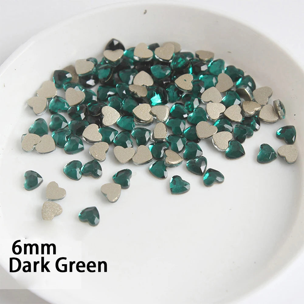 Mini Heart Glass Nail Rhinestones 100pc