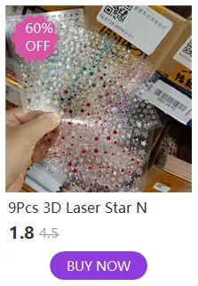 3D Laser Silver/Rose Gold Hollow Cross Star Nail Art Stickers Design Self-Adhesive Hollow Cross Star Nail/Body Art Decor Sticker
