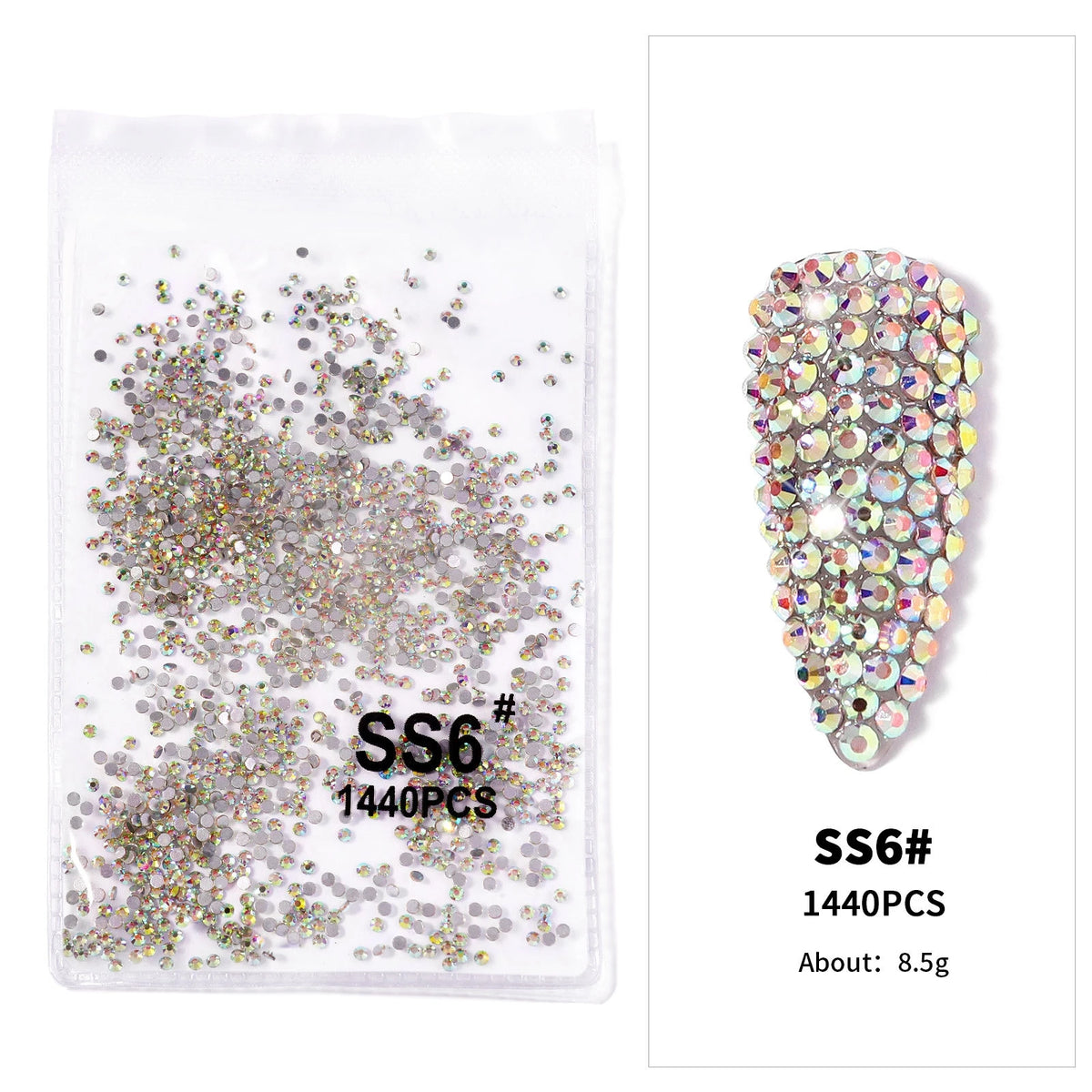 Crystal AB Rhinestone Nail Art Kit 12 Grid