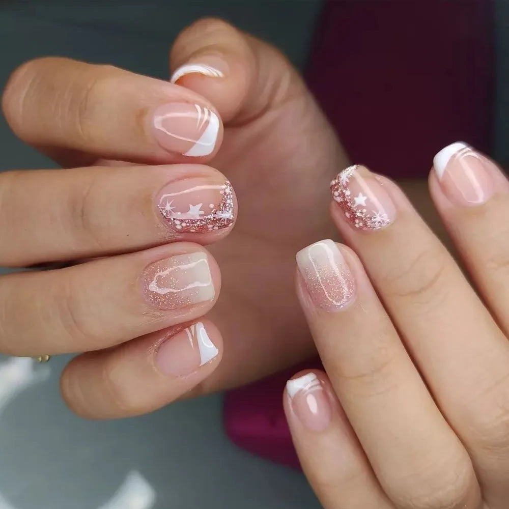 Glitter White French Press-On Nails