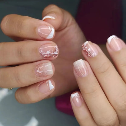 Glitter White French Press-On Nails