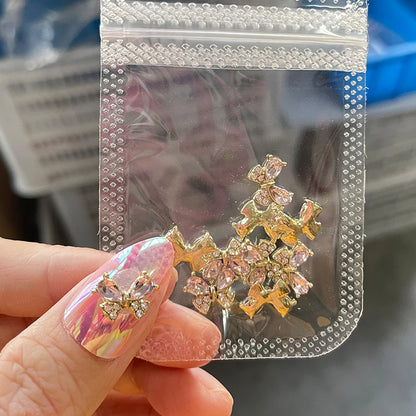 Pink Butterfly Zircon Nail Charms 10pc